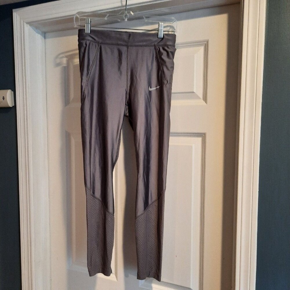Nike‎ Power Speed Running 7/8 Tights Womens Medium Gray 25" Perforated Legs Cool
